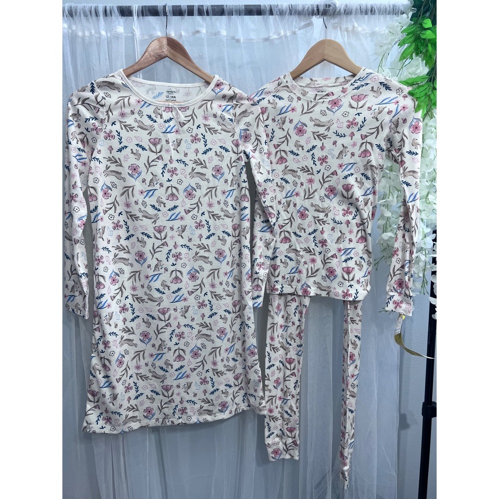 Carters Bedtime Girls Woodland Bunny Floral Pajama Set & Nightgown Lot 12-14